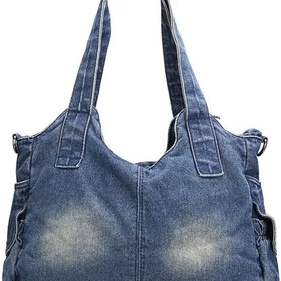 Denim Hobo Bag for Women Jeans Purse Large Capacity Handbags Vintage Shoulder Ba